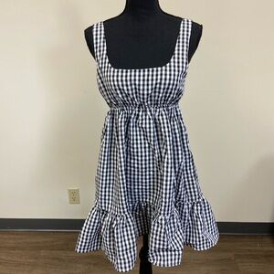 NWOT  Ava + Esme Woman Black White Gingham Summer Short Dress Sleeveless
